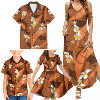 Orange Banana Leaf Hawaii Family Matching Summer Maxi Dress and Hawaiian Shirt Lau Maia Plumeria Tropical Summer Vibes