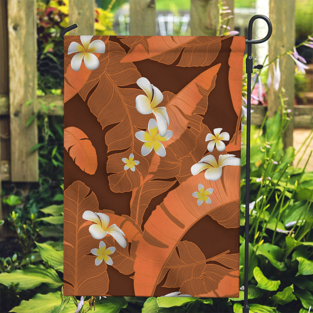 Orange Banana Leaf Hawaii Garden Flag Lau Maia Plumeria Tropical Summer Vibes