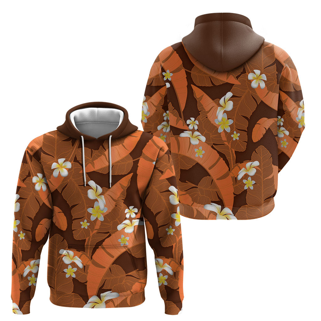Orange Banana Leaf Hawaii Hoodie Lau Maia Plumeria Tropical Summer Vibes