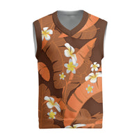 Orange Banana Leaf Hawaii Christmas Knitted V-Neck Vest Lau Maia Plumeria Tropical Summer Vibes