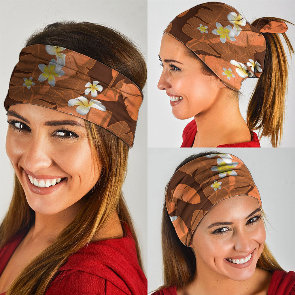 Orange Banana Leaf Hawaii Neck Gaiter Lau Maia Plumeria Tropical Summer Vibes