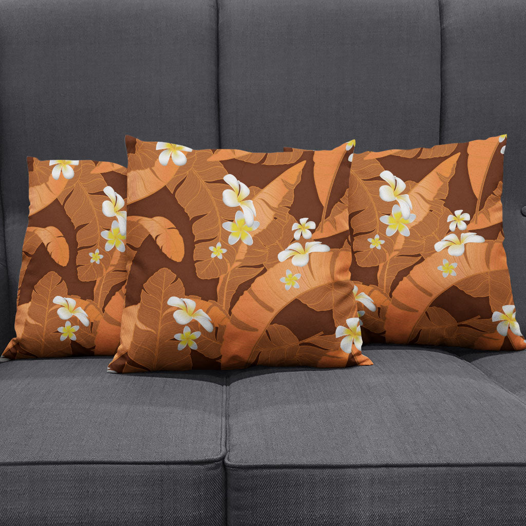 Orange Banana Leaf Hawaii Pillow Cover Lau Maia Plumeria Tropical Summer Vibes