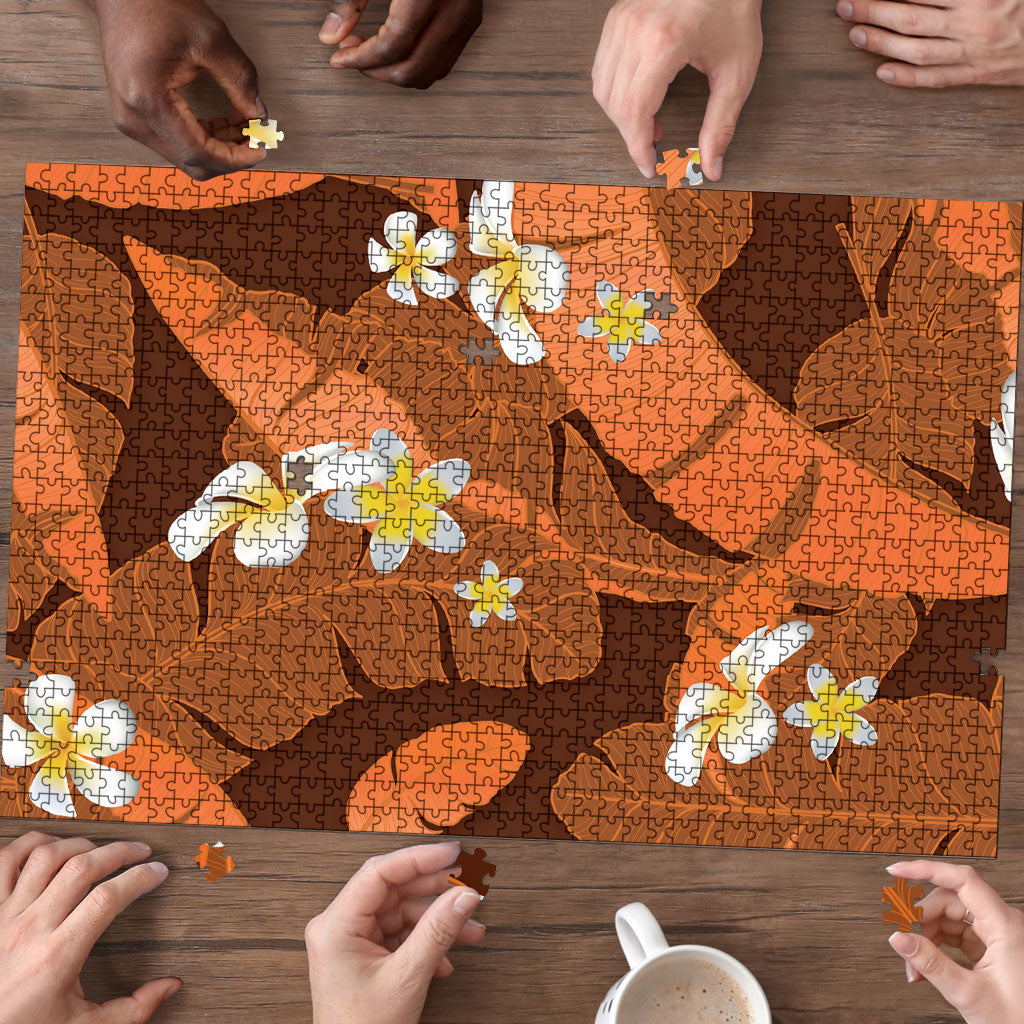 Orange Banana Leaf Hawaii Puzzle Lau Maia Plumeria Tropical Summer Vibes