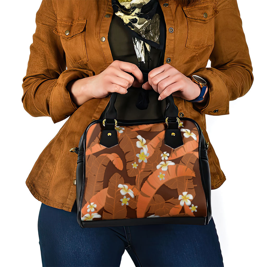 Orange Banana Leaf Hawaii Shoulder Handbag Lau Maia Plumeria Tropical Summer Vibes