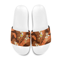 Orange Banana Leaf Hawaii Slide Sandals Lau Maia Plumeria Tropical Summer Vibes