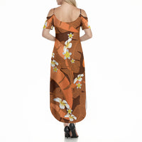 Orange Banana Leaf Hawaii Summer Maxi Dress Lau Maia Plumeria Tropical Summer Vibes
