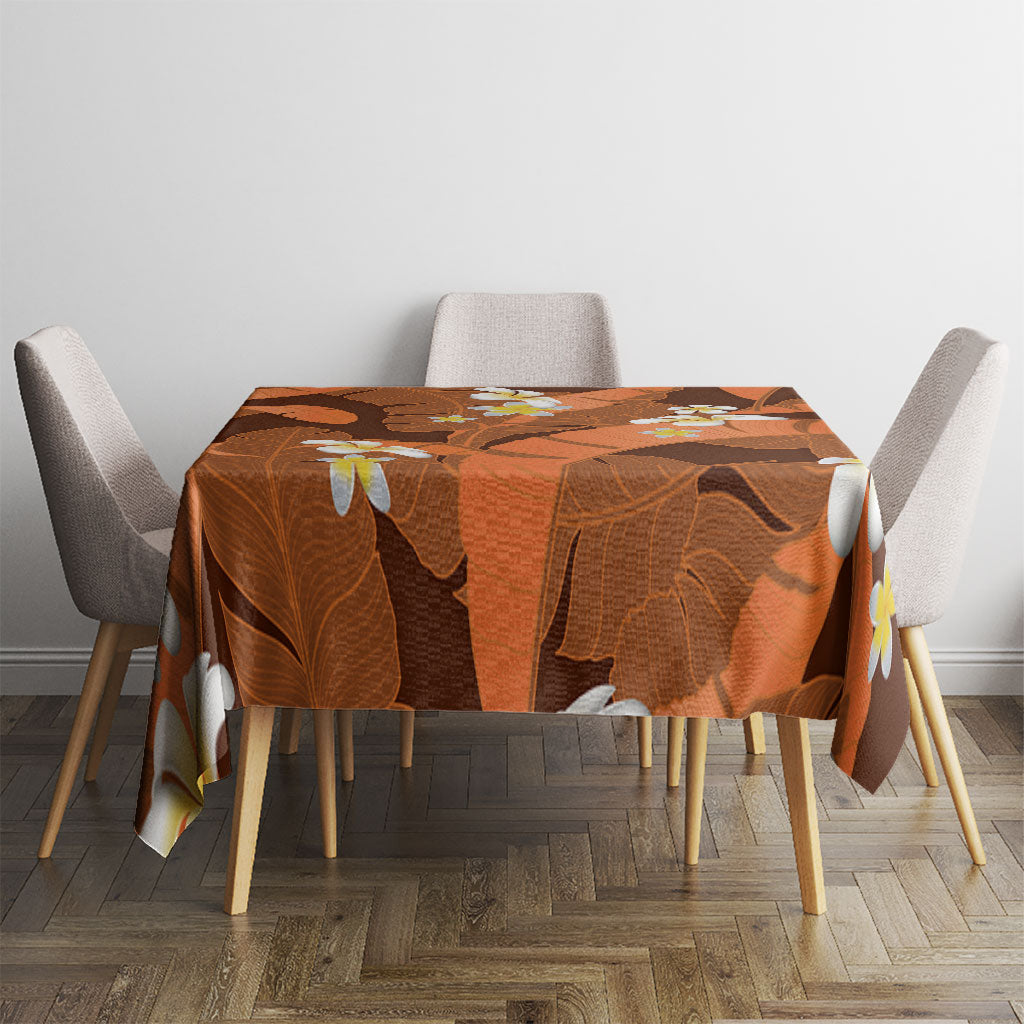 Orange Banana Leaf Hawaii Tablecloth Lau Maia Plumeria Tropical Summer Vibes