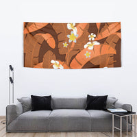 Orange Banana Leaf Hawaii Tapestry Lau Maia Plumeria Tropical Summer Vibes