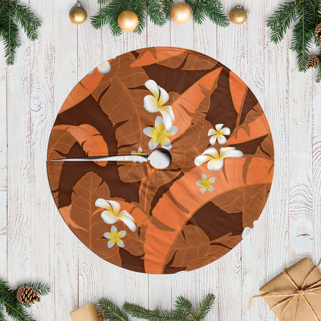 Orange Banana Leaf Hawaii Tree Skirt Lau Maia Plumeria Tropical Summer Vibes LT14 Casual Orange - Polynesian Pride