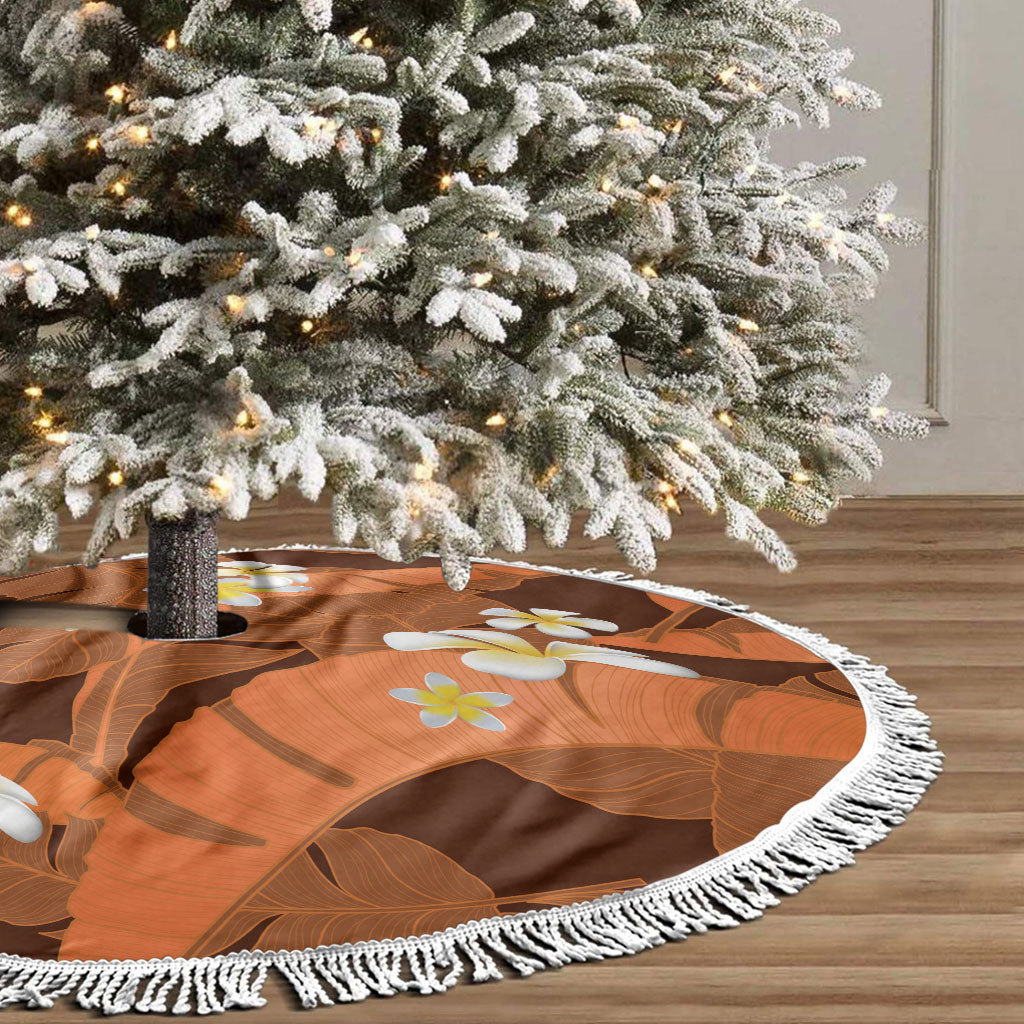 Orange Banana Leaf Hawaii Tree Skirt Lau Maia Plumeria Tropical Summer Vibes LT14 - Polynesian Pride