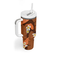 Orange Banana Leaf Hawaii Tumbler With Handle Lau Maia Plumeria Tropical Summer Vibes