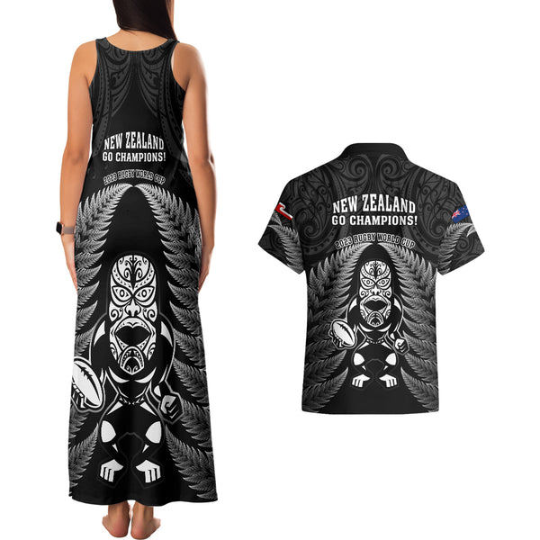 Custom New Zealand Aotearoa Rugby Tank Maxi Dress NZ Tiki With Maori Fern World Cup Black Version LT14 main image 0