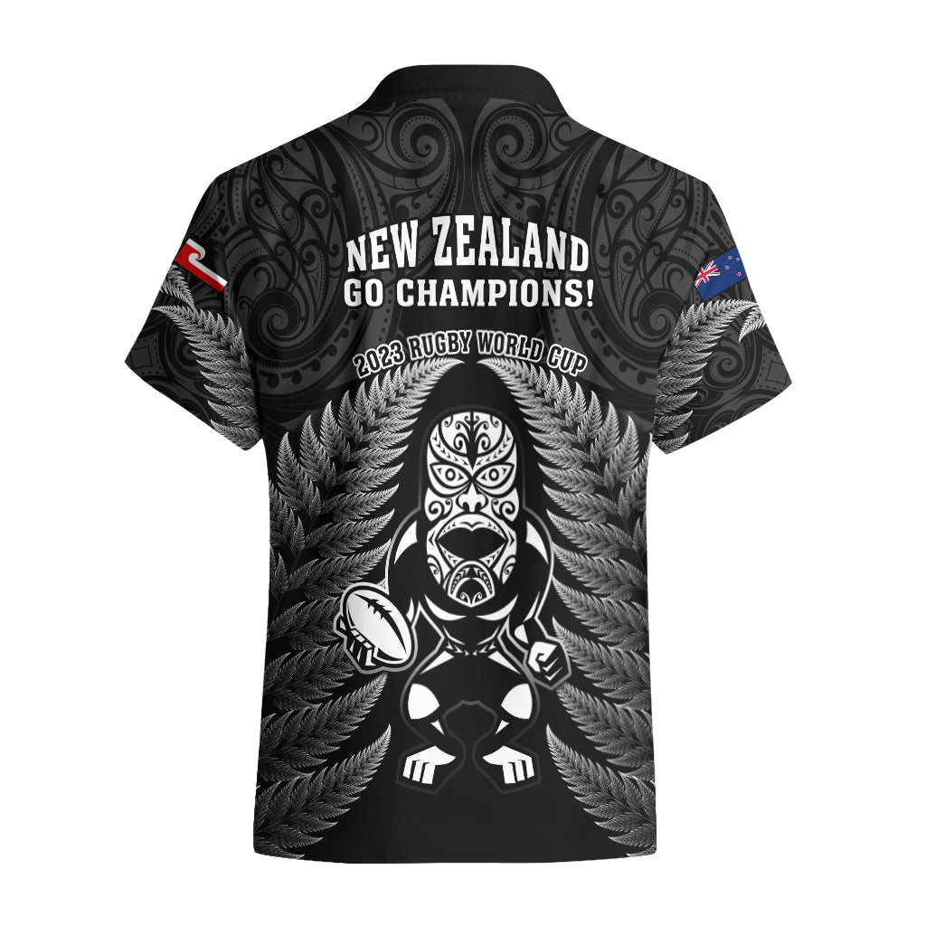 New Zealand Aotearoa Rugby Hawaiian Shirt NZ Tiki With Maori Fern World Cup Black Version LT14 - Polynesian Pride