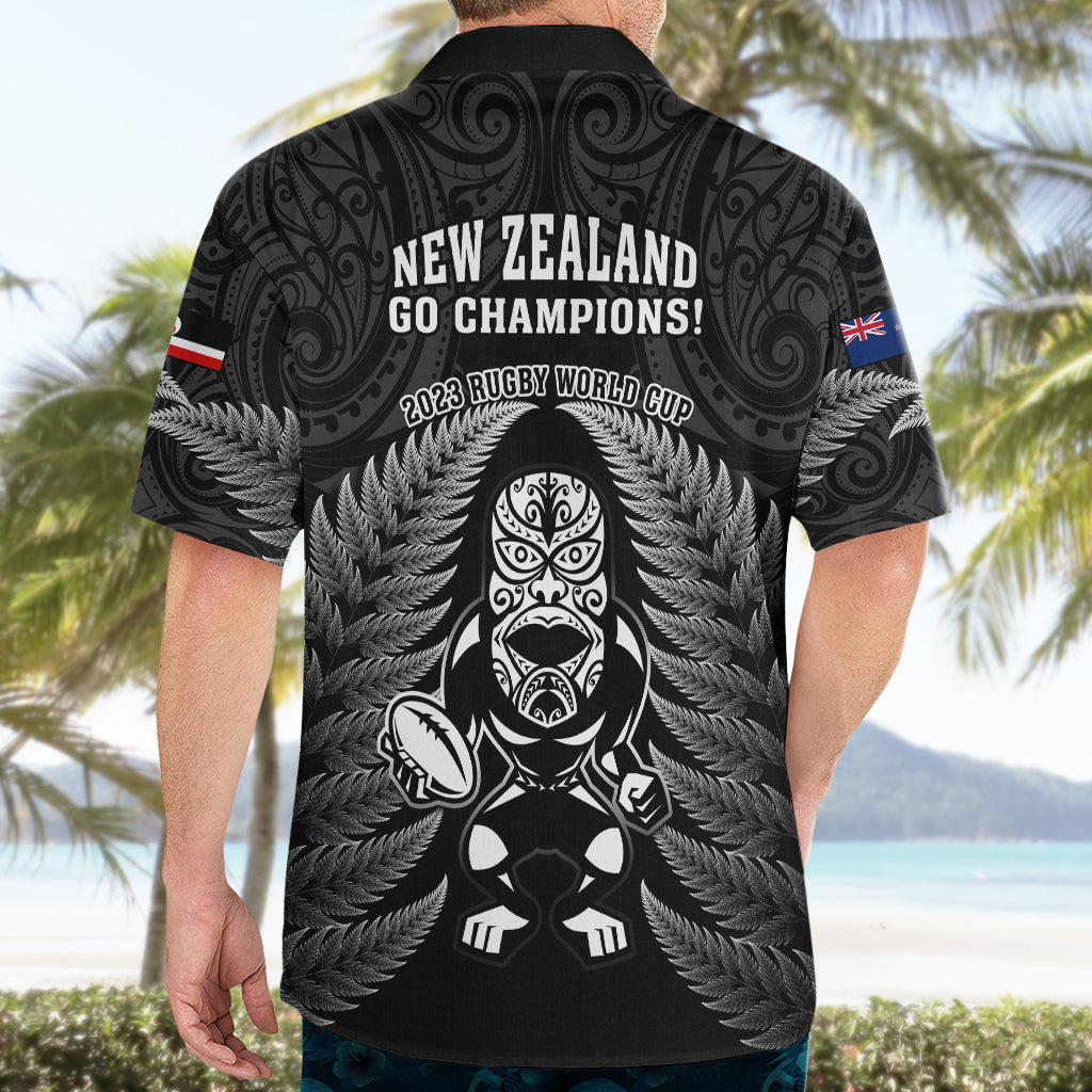 New Zealand Aotearoa Rugby Hawaiian Shirt NZ Tiki With Maori Fern World Cup Black Version LT14 - Polynesian Pride