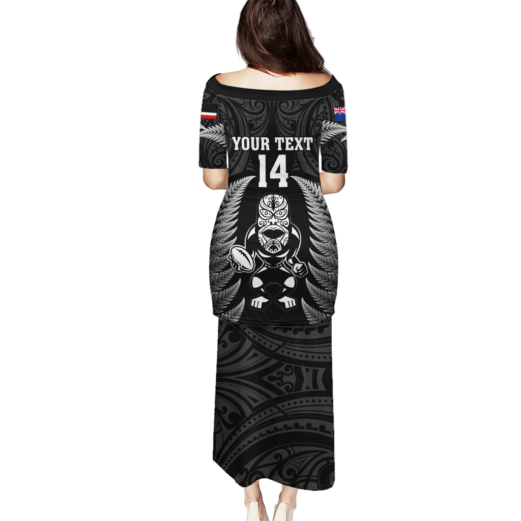 Custom New Zealand Aotearoa Rugby Tank Maxi Dress NZ Tiki With Maori Fern World Cup Black Version LT14