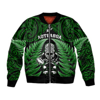 New Zealand Aotearoa Rugby Bomber Jacket NZ Tiki With Maori Fern World Cup Green Version LT14 Unisex Green - Polynesian Pride