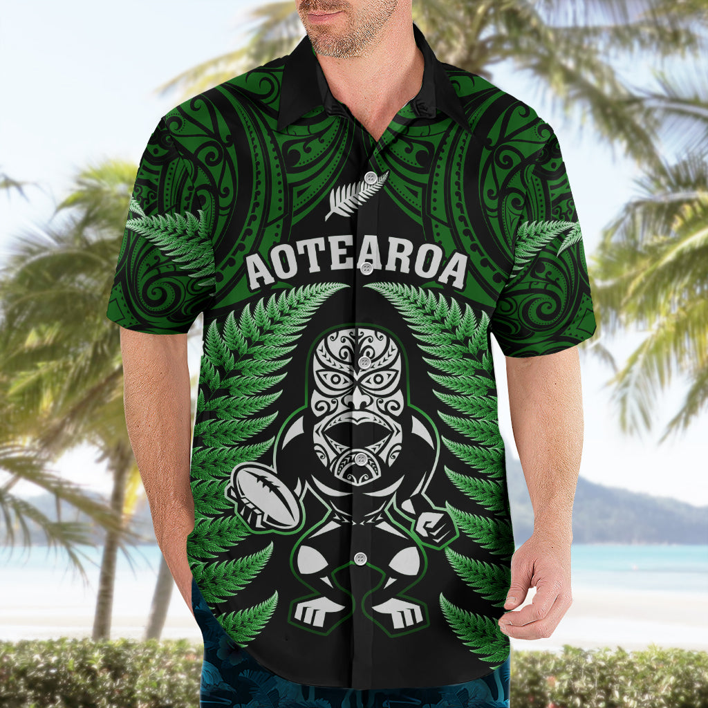 New Zealand Aotearoa Rugby Hawaiian Shirt NZ Tiki With Maori Fern World Cup Green Version LT14 - Polynesian Pride