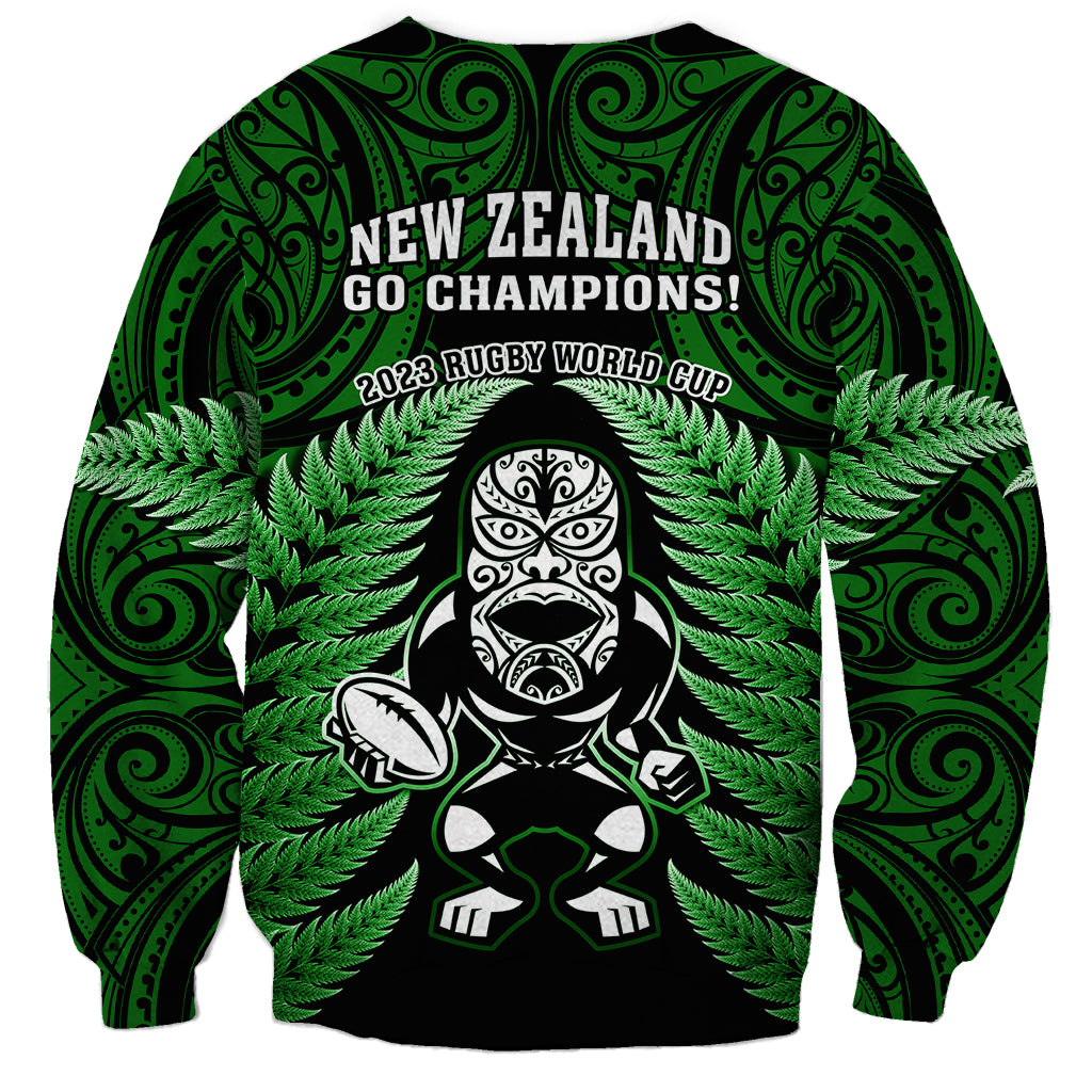 New Zealand Aotearoa Rugby Sweatshirt NZ Tiki With Maori Fern World Cup Green Version LT14 - Polynesian Pride