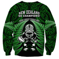 New Zealand Aotearoa Rugby Sweatshirt NZ Tiki With Maori Fern World Cup Green Version LT14 - Polynesian Pride