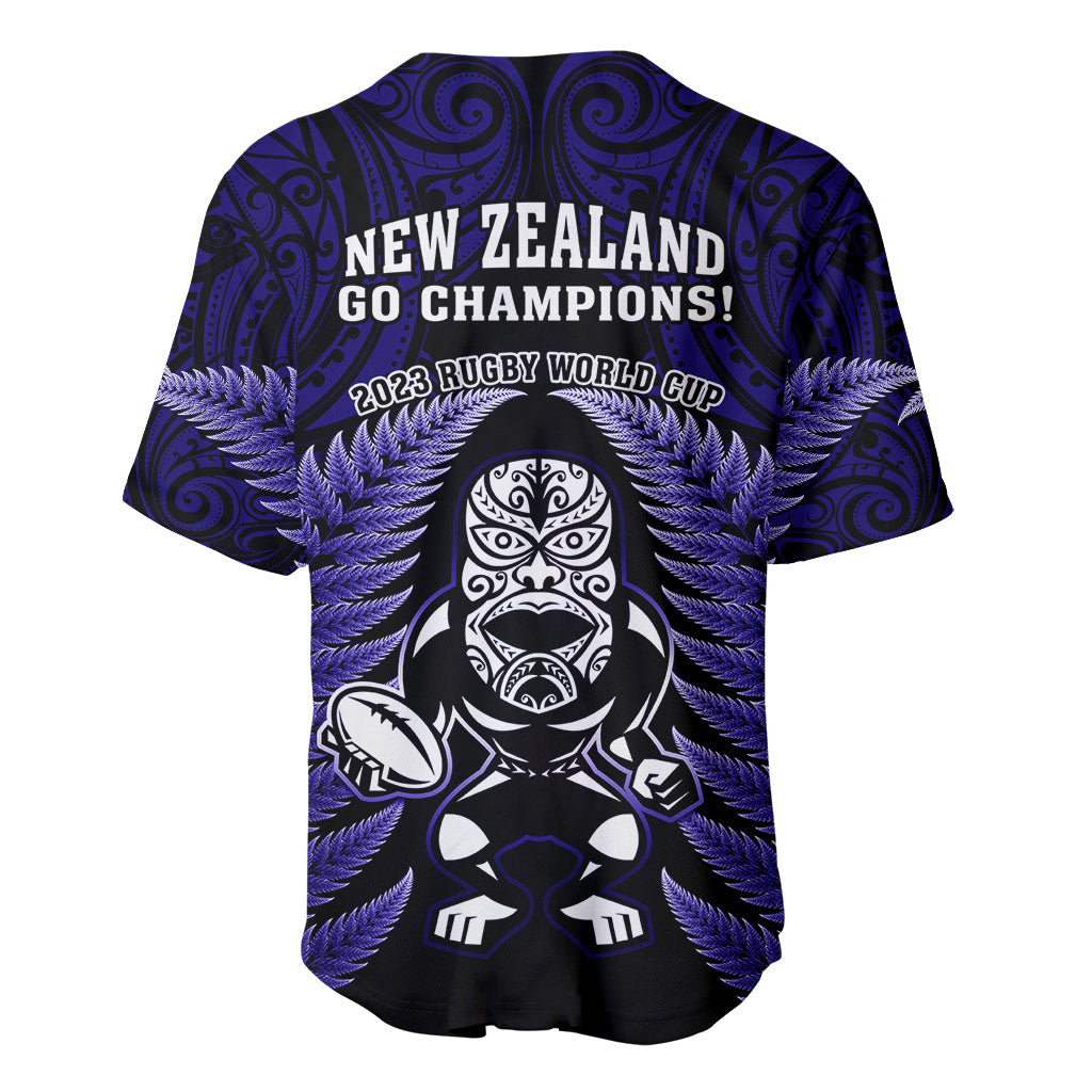 New Zealand Aotearoa Rugby Baseball Jersey NZ Tiki With Maori Fern World Cup Blue Version LT14 - Polynesian Pride