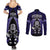 New Zealand Aotearoa Rugby Couples Matching Summer Maxi Dress and Long Sleeve Button Shirts NZ Tiki With Maori Fern World Cup Blue Version LT14 - Polynesian Pride