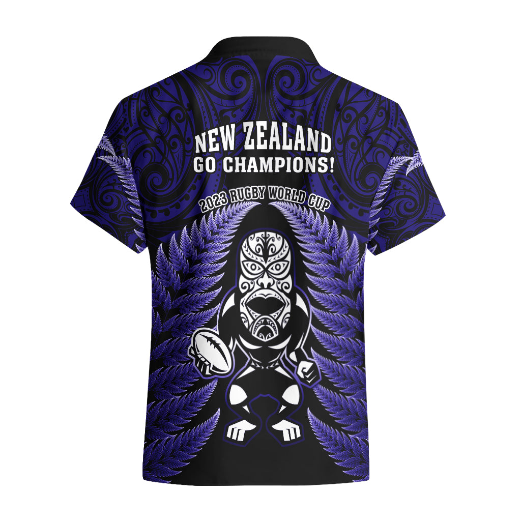 New Zealand Aotearoa Rugby Hawaiian Shirt NZ Tiki With Maori Fern World Cup Blue Version LT14 - Polynesian Pride