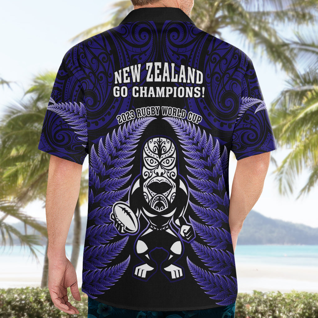 New Zealand Aotearoa Rugby Hawaiian Shirt NZ Tiki With Maori Fern World Cup Blue Version LT14 - Polynesian Pride