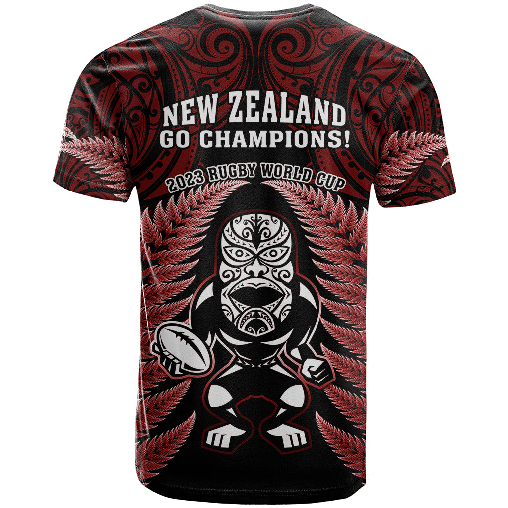 New Zealand Aotearoa Rugby T Shirt NZ Tiki With Maori Fern World Cup Red Version LT14 - Polynesian Pride