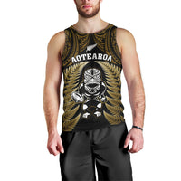 New Zealand Aotearoa Rugby Men Tank Top NZ Tiki With Maori Fern World Cup Gold Version LT14 - Polynesian Pride