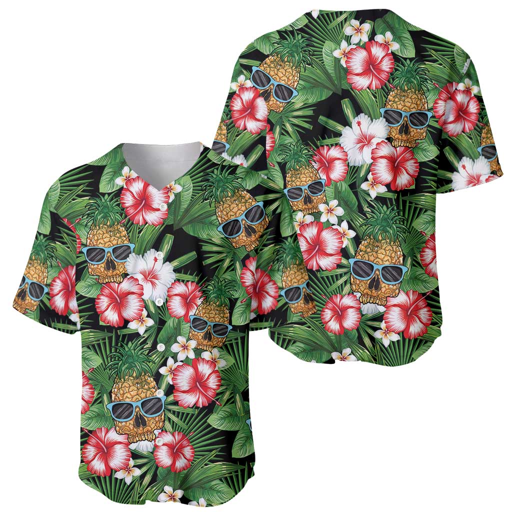 Pineapple Skull Aloha Hawaii Baseball Jersey Summer Vibes Tropical Seamless Pattern - Polynesian Pride