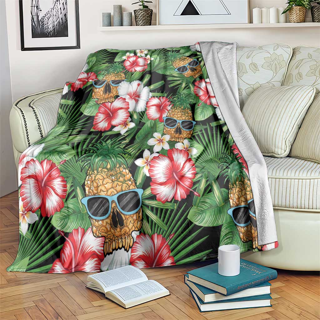 Pineapple Skull Aloha Hawaii Blanket Summer Vibes Tropical Seamless Pattern - Polynesian Pride
