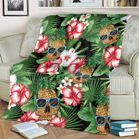 Pineapple Skull Aloha Hawaii Blanket Summer Vibes Tropical Seamless Pattern - Polynesian Pride