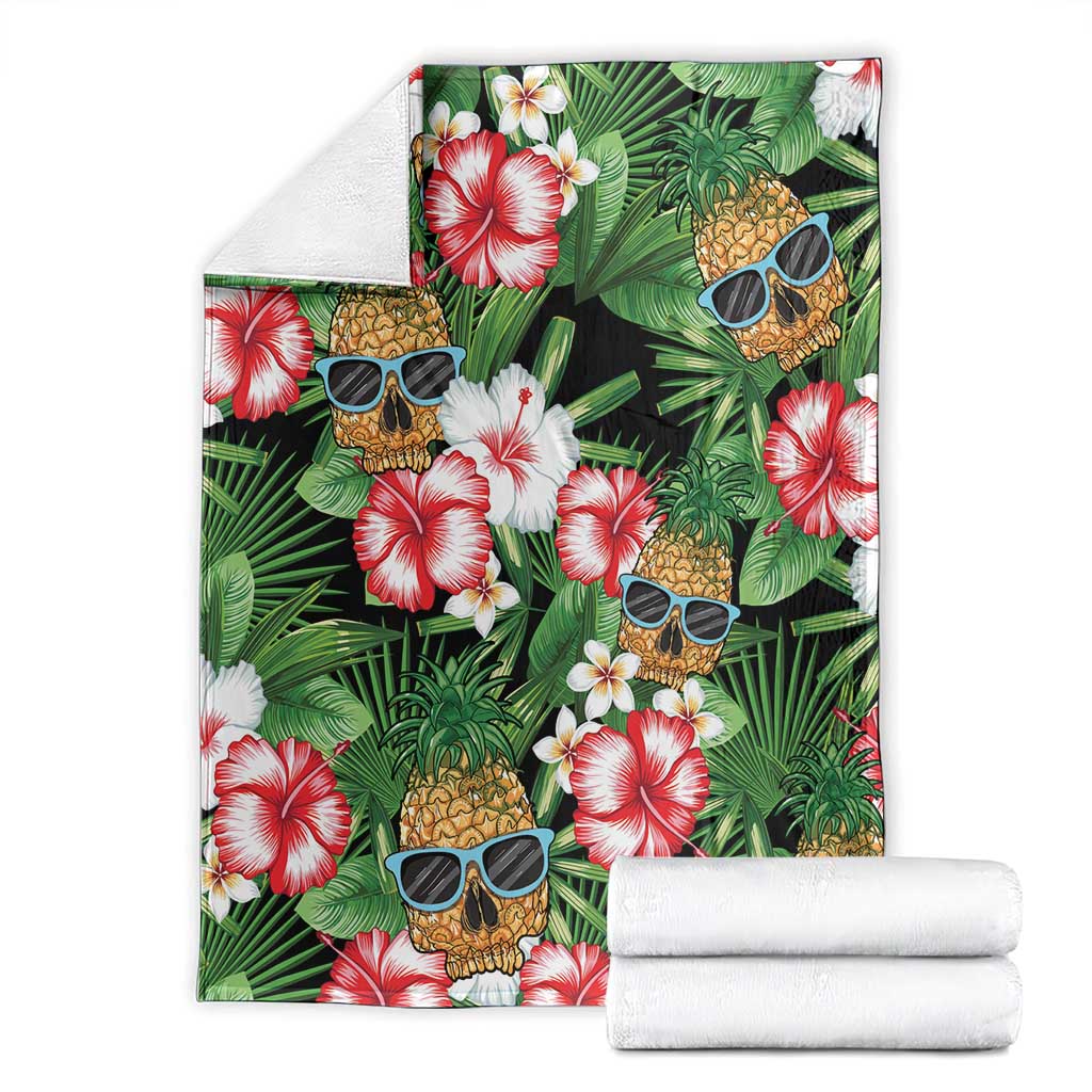 Pineapple Skull Aloha Hawaii Blanket Summer Vibes Tropical Seamless Pattern - Polynesian Pride