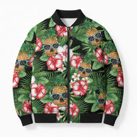 Pineapple Skull Aloha Hawaii Bomber Puffer Jacket Summer Vibes Tropical Seamless Pattern - Polynesian Pride