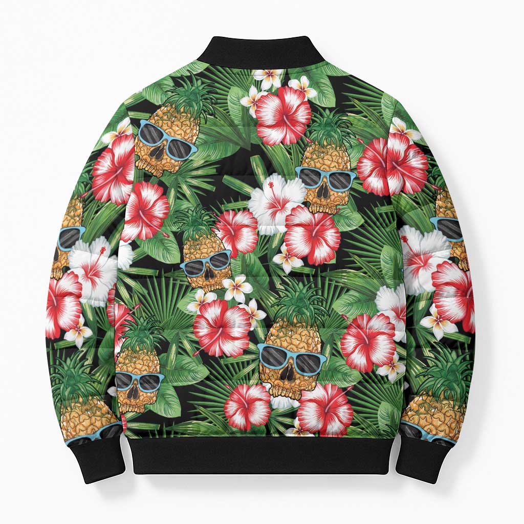 Pineapple Skull Aloha Hawaii Bomber Puffer Jacket Summer Vibes Tropical Seamless Pattern - Polynesian Pride