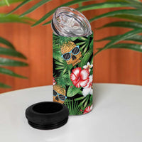 Pineapple Skull Aloha Hawaii 4 in 1 Can Cooler Tumbler Summer Vibes Tropical Seamless Pattern - Polynesian Pride