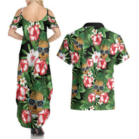 Pineapple Skull Aloha Hawaii Couples Matching Summer Maxi Dress and Hawaiian Shirt Summer Vibes Tropical Seamless Pattern - Polynesian Pride