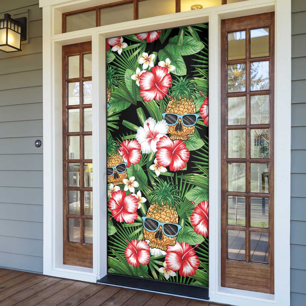 Pineapple Skull Aloha Hawaii Door Cover Summer Vibes Tropical Seamless Pattern - Polynesian Pride