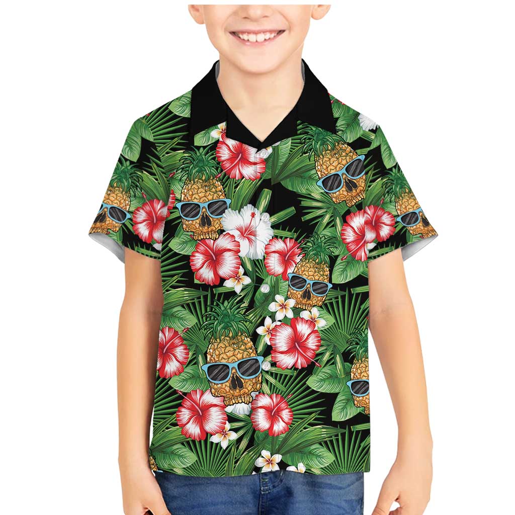 Pineapple Skull Aloha Hawaii Family Matching Mermaid Dress and Hawaiian Shirt Summer Vibes Tropical Seamless Pattern - Polynesian Pride