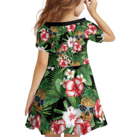 Pineapple Skull Aloha Hawaii Family Matching Off The Shoulder Long Sleeve Dress and Hawaiian Shirt Summer Vibes Tropical Seamless Pattern - Polynesian Pride