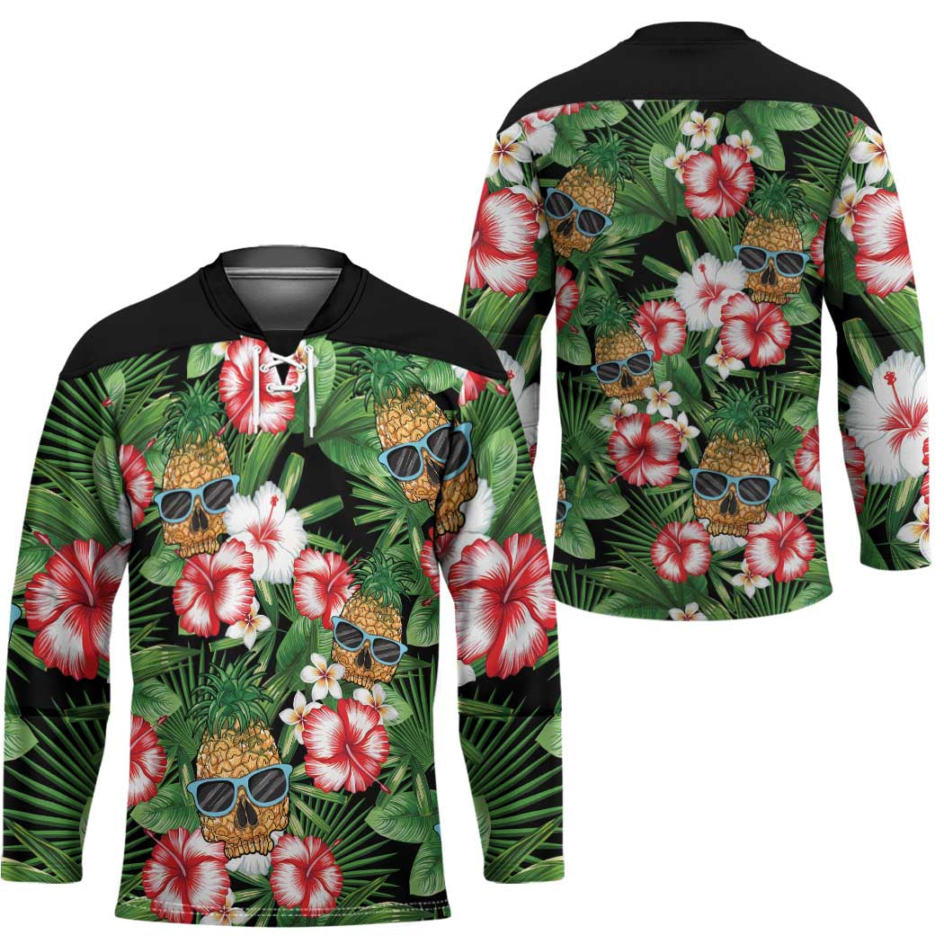 Pineapple Skull Aloha Hawaii Hockey Jersey Summer Vibes Tropical Seamless Pattern - Polynesian Pride