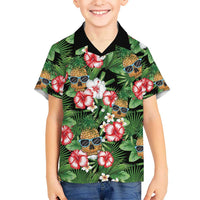 Pineapple Skull Aloha Hawaii Kid Hawaiian Shirt Summer Vibes Tropical Seamless Pattern LT14 Kid Black - Polynesian Pride