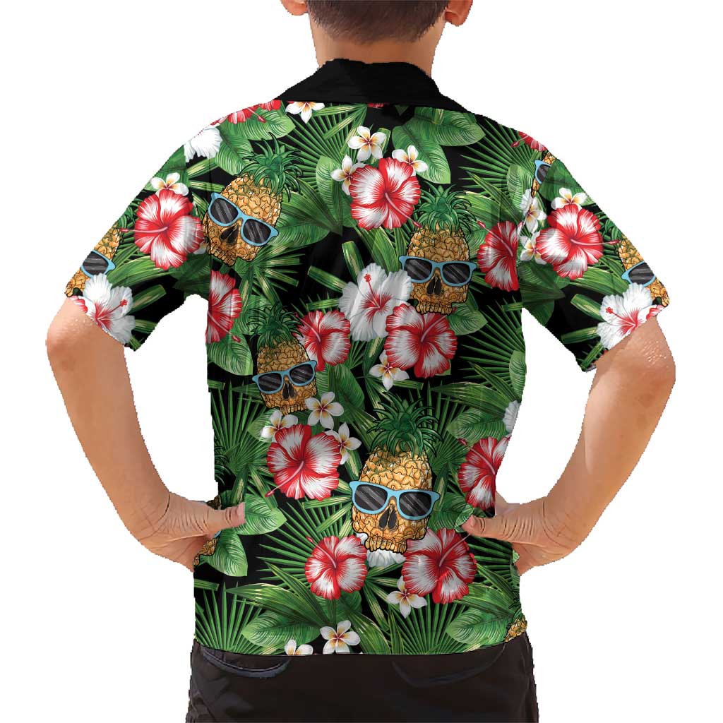 Pineapple Skull Aloha Hawaii Kid Hawaiian Shirt Summer Vibes Tropical Seamless Pattern LT14 - Polynesian Pride