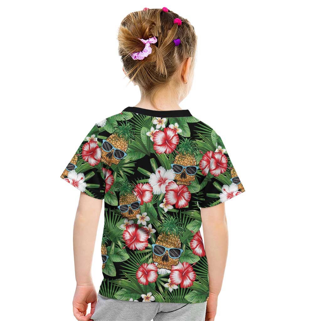 Pineapple Skull Aloha Hawaii Kid T Shirt Summer Vibes Tropical Seamless Pattern LT14 - Polynesian Pride