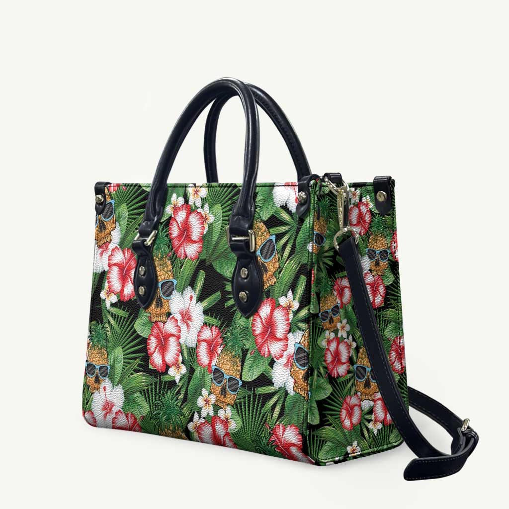 Pineapple Skull Aloha Hawaii Leather Bag Summer Vibes Tropical Seamless Pattern - Polynesian Pride