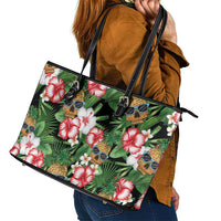 Pineapple Skull Aloha Hawaii Leather Tote Bag Summer Vibes Tropical Seamless Pattern - Polynesian Pride