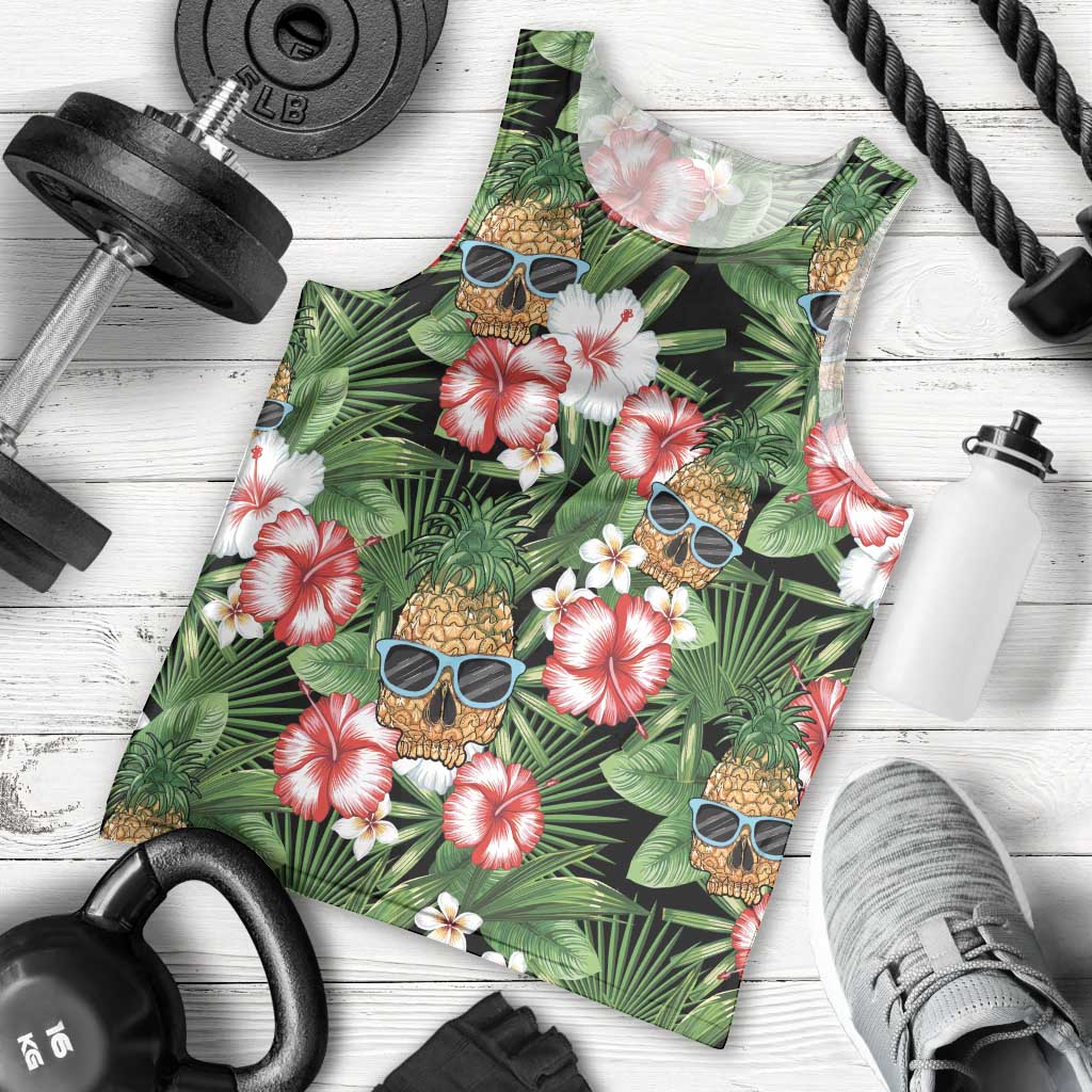 Pineapple Skull Aloha Hawaii Men Tank Top Summer Vibes Tropical Seamless Pattern - Polynesian Pride