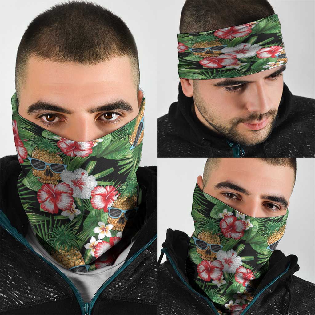 Pineapple Skull Aloha Hawaii Neck Gaiter Summer Vibes Tropical Seamless Pattern LT14