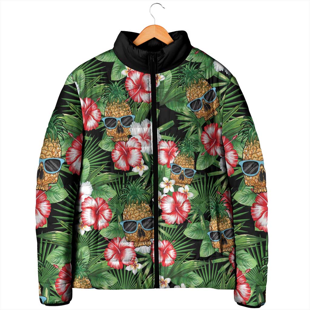 Pineapple Skull Aloha Hawaii Padded Jacket Summer Vibes Tropical Seamless Pattern - Polynesian Pride