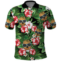 Pineapple Skull Aloha Hawaii Polo Shirt Summer Vibes Tropical Seamless Pattern - Polynesian Pride